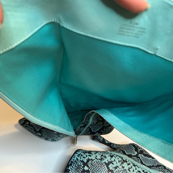 Gianni Bini Lennoxe Snake Print Leather Stilleto Heel Boots Teal Black 6.5 - Picture 11 of 12